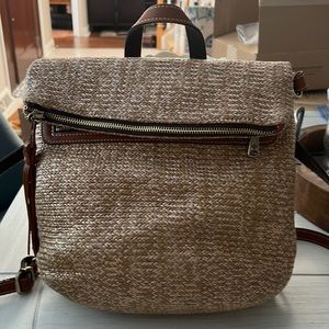 Patricia Nash raffia and leather trim backpack